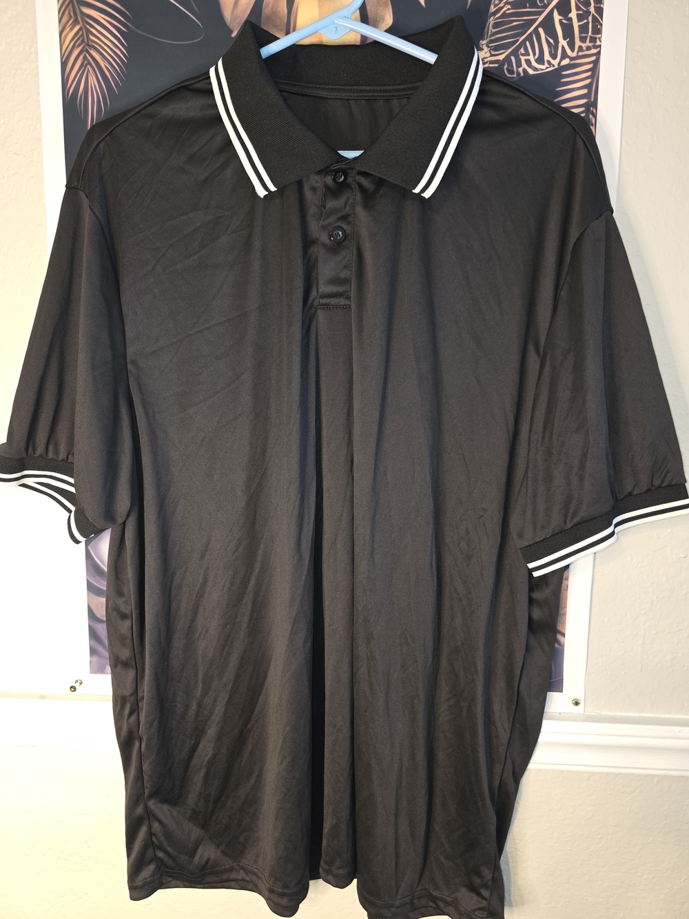 NFINITY Black Polo with White Double-Stripe Trim
